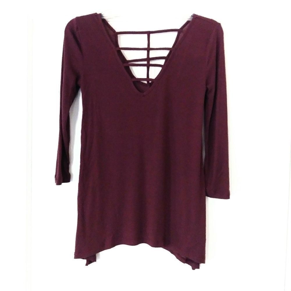 Mudd Burgundy Strappy Criss Cross Blouse